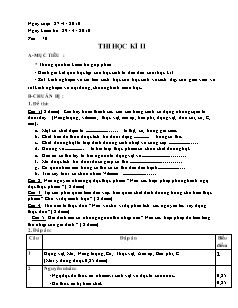 Giáo án Công nghệ Lớp 6 - Tiết 70: Thi học kì 2 (Bản hay)