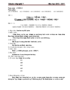 Giáo án Công nghệ Lớp 7 - Bài 1-10