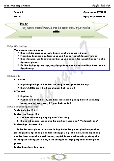 Giáo án Công nghệ Lớp 7 - Bài 32: Sự sinh trưởng và phát dục của vật nuôi - Nguyễn Quốc Việt