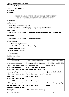 Giáo án Công nghệ Lớp 7 - Chương trình học kì 1 - Tôn Thế Dũng