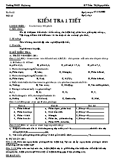 Giáo án Công nghệ Lớp 7 - Tiết 15: Kiểm tra 45 phút - Trần Thị Ngọc Hiếu