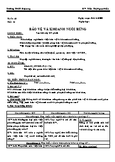 Giáo án Công nghệ Lớp 7 - Tiết 26: Bảo vệ và khoanh nuôi rừng - Trần Thị Ngọc Hiếu