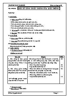 Giáo án Công nghệ Lớp 7 - Tiết 3: Một số tính chất chính của đất trồng - Lê Ngọc Xuân Thư