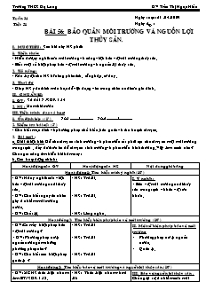 Giáo án Công nghệ Lớp 7 - Tiết 51: Bảo quản môi trường và nguồn lợi thủy sản - Trần Thị Ngọc Hiếu