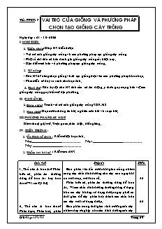 Giáo án Công nghệ Lớp 7 - Tiết 7: Vai trò của giống và phương pháp chọn tạo giống cây trồng - Huỳnh Thị Út