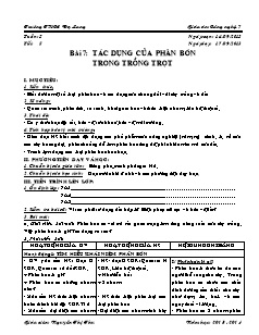 Giáo án Công nghệ Lớp 7 - Tuần 5 - Nguyễn Thị Thu