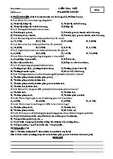 Đề kiểm tra 45 phút Công nghệ Lớp 7 - Đề A (Có đáp án)