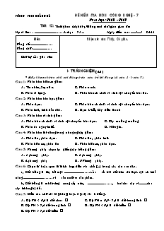 Đề kiểm tra 45 phút Công nghệ Lớp 7 - Trường THCS Hoằng Hà