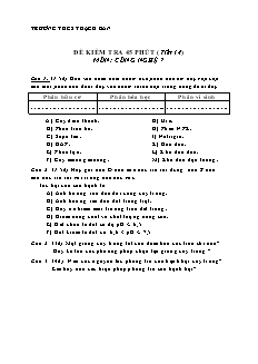Đề kiểm tra 45 phút Công nghệ Lớp 7 - Trường THCS Thạch Bàn