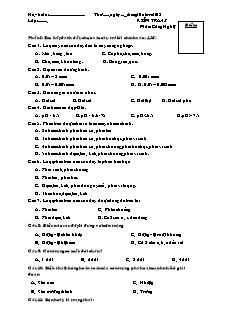 Đề thi 45 phút Công nghệ Khối 7