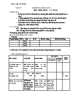 Giáo án Công nghệ Lớp 7 - Tiết 27: Kiểm tra học kì 1 (Bản đẹp)