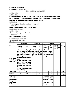 Giáo án Công nghệ Lớp 7 - Tiết 28: Kiểm tra học kì 1