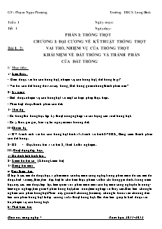 Giáo án Công nghệ Lớp 7 - Bài 1-27 - Phạm Ngọc Phượng