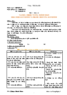 Giáo án Công nghệ Lớp 7 - Chương trình học kì 1 - Phạm Hoài Nam