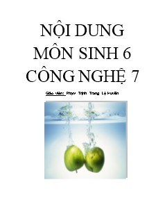 Kế hoạch môn Sinh học Lớp 6 và Công nghệ Lớp 7 - Phạm Trịnh Trang Lệ Huyền