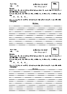 Đề kiểm tra 15 phút Học kì 2 Công nghệ Lớp 9
