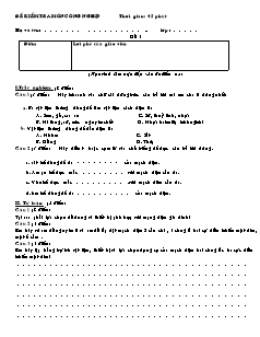Đề kiểm tra 45 phút Công nghệ Lớp 9 - Đề 1 (Có đáp án)