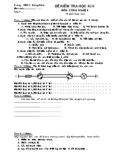 Đề kiểm tra Học kì 2 Công nghệ Lớp 9 - Trường THCS Đông Minh