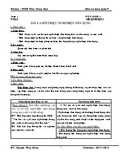 Giáo án Công nghệ Lớp 9 - Phần: Điện dân dụng - Chương trình cả năm - Nguyễn Thùy Dương