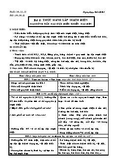 Giáo án Công nghệ Lớp 9 - Phần: Điện dân dụng - Tiết 19-21