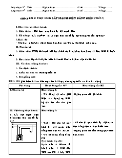 Giáo án Công nghệ Lớp 9 - Phần: Mạng điện trong nhà - Tiết 13: Thực hành lắp mạch điện bảng điện (Tiết 3)