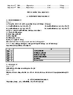 Giáo án Công nghệ Lớp 9 - Phần: Mạng điện trong nhà - Tiết 18: Kiểm tra học kì 1