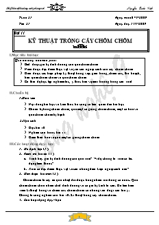 Giáo án Công nghệ Lớp 9 - Trồng cây ăn quả - Bài 11: Kỹ thuật trồng cây chôm chôm - Nguyễn Quốc Việt