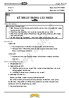 Giáo án Công nghệ Lớp 9 - Trồng cây ăn quả - Bài 8: Kỹ thuật trồng cây nhãn - Nguyễn Quốc Việt