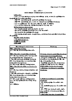 Giáo án nghề Công nghệ Lớp 9 - Phần: Điện dân dụng - Chương trình học kì 1 - Nguyễn Thành Tâm