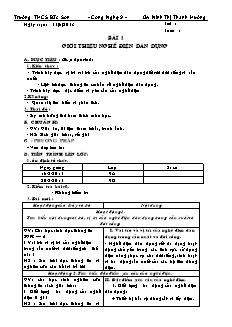 Giáo án nghề Công nghệ Lớp 9 - Phần: Điện dân dụng - Tiết 1-35 - Ninh Thị Thanh Hường