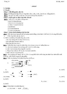 Bài tập Hóa học Lớp 11 - Chuyên đề: Ankan