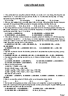 Bài tập Hóa học Lớp 11 - Chuyên đề: Este