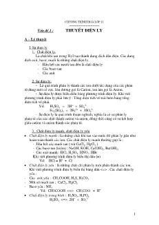 Bài tập Hóa học Lớp 11 - Vấn đề 1: Thuyết điện ly