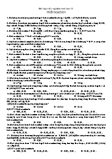 Bài tập trắc nghiệm Hóa học Lớp 11 - Hiđrocacbon (Có đáp án)