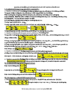 Bài toán thiết lập công thức phân tử hợp chất hữu cơ