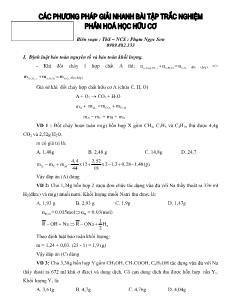 Các phương pháp giải nhanh bài tập trắc nghiệm - Phần: Hoá học hữu cơ