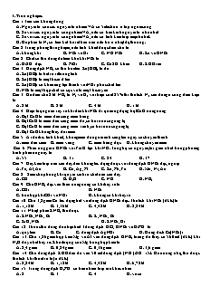 Câu hỏi trắc nghiệm Hóa học Khối 11