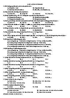 Câu hỏi trắc nghiệm Hóa học Lớp 11 - Hiđrocacbon