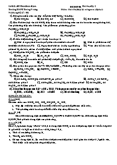 Đề dự bị Học kì 1 Hóa học Lớp 11 nâng cao - Đề 001 - Trường THPT Trưng Vương (Có đáp án)