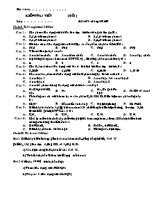 Đề kiểm tra 1 tiết Hóa học Lớp 11 - Bài số 4