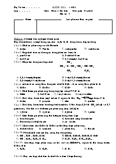 Đề kiểm tra 1 tiết Hóa học Lớp 11 cơ bản - Bài số 3