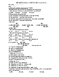 Đề kiểm tra 1 tiết Hóa học Lớp 11 - Lần 3