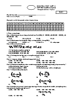 Đề kiểm tra 1 tiết Hóa học Lớp 11 nâng cao - Mã đề: 01