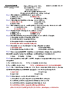 Đề kiểm tra 15 phút Hóa học Lớp 11 - Bài số 2 - Trung tâm GDTX Tứ Kỳ (Có đáp án)