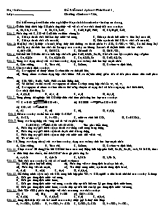 Đề kiểm tra 15 phút Hóa học Lớp 11 - Chương: Cacbon. Silic