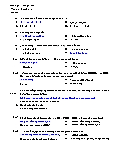 Đề kiểm tra 15 phút Hóa học Lớp 11 nâng cao (Có đáp án)