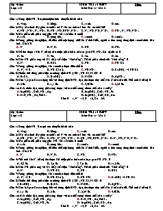 Đề kiểm tra 15 phút Hóa học Lớp 11 nâng cao - Lần 2 (Có đáp án)