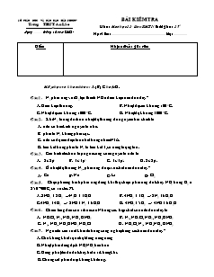 Đề kiểm tra 15 phút Hóa học Lớp 11 - Trường THPT An Lão