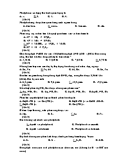 Đề kiểm tra 15 phút môn Hóa học Khối 11