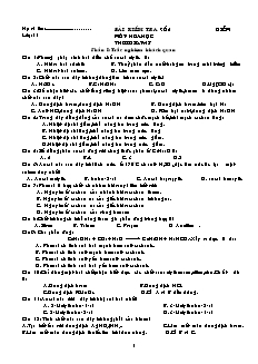 Đề kiểm tra 45 phút Hóa học Khối 11 - Bài số 2